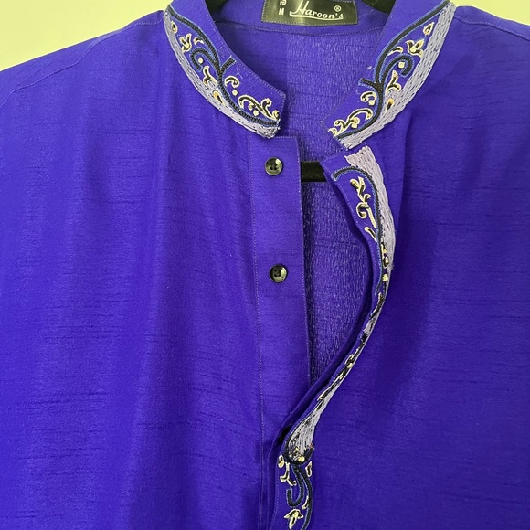 Elegant Royal Blue Long Sleeve Dress - Picture 2 of 3